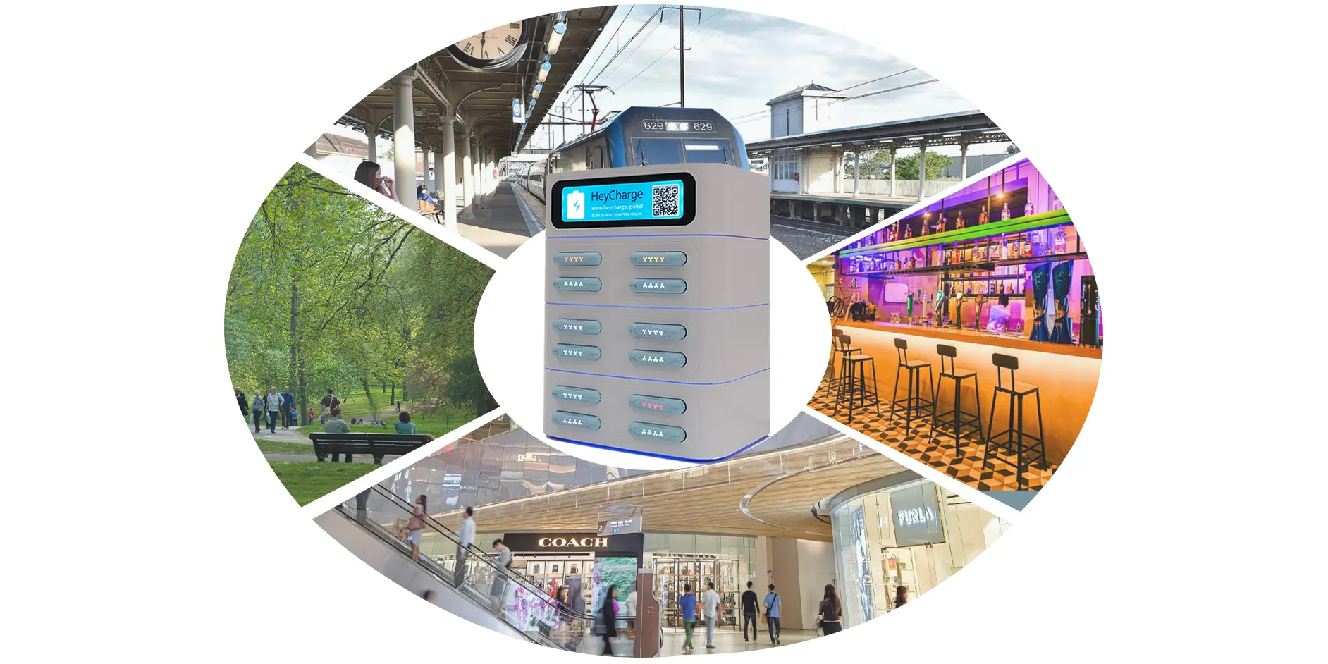rental power bank stations at different venues