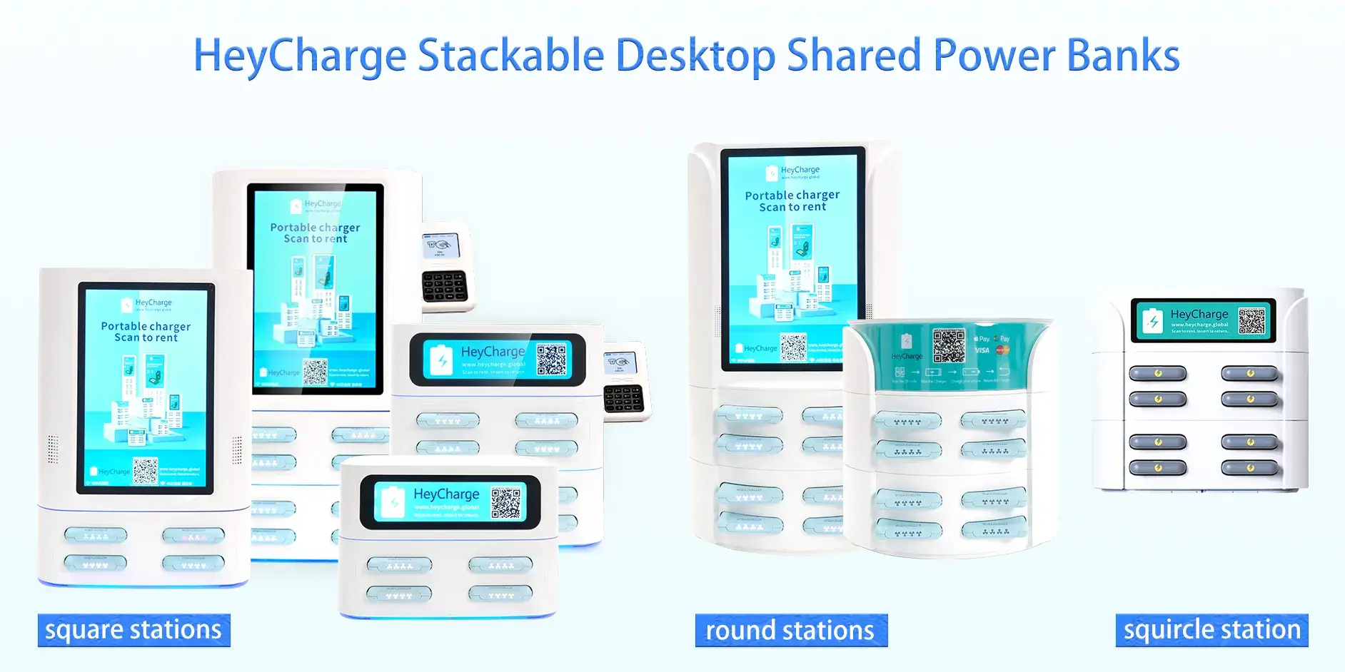 heycharge stackable desktop shared power banks 6 | 8 slots