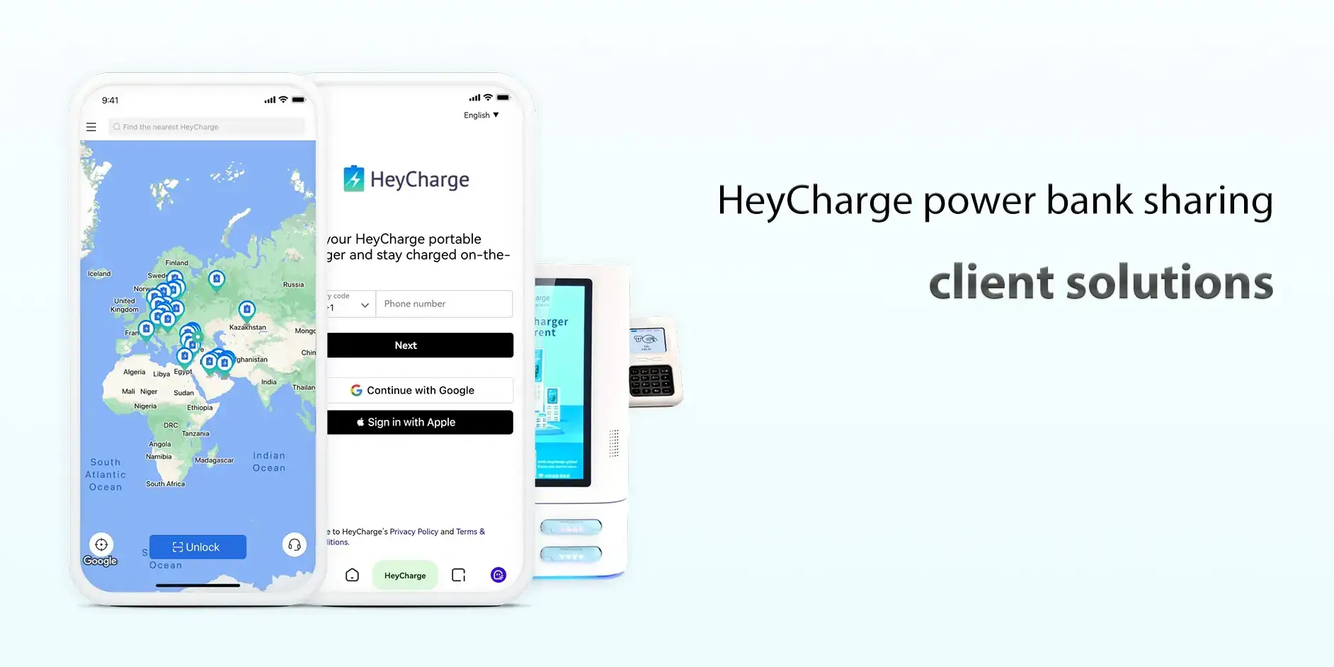 heycharge various power bank sharing client solutions