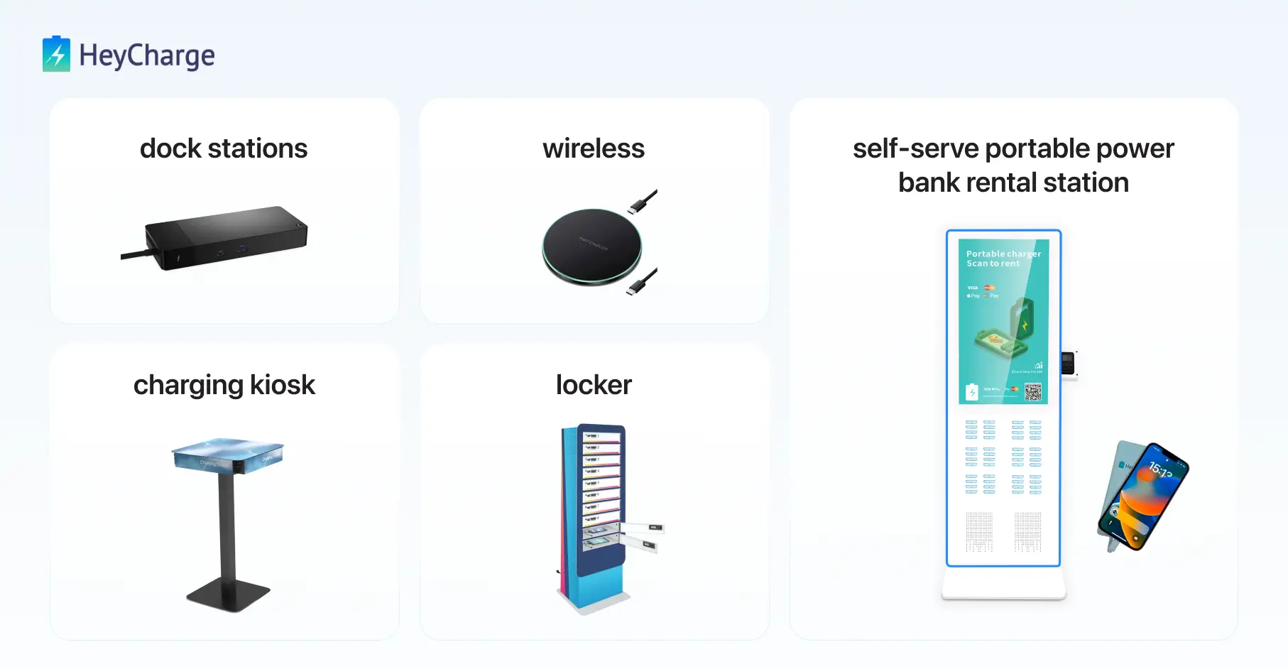 types of phone charging stations